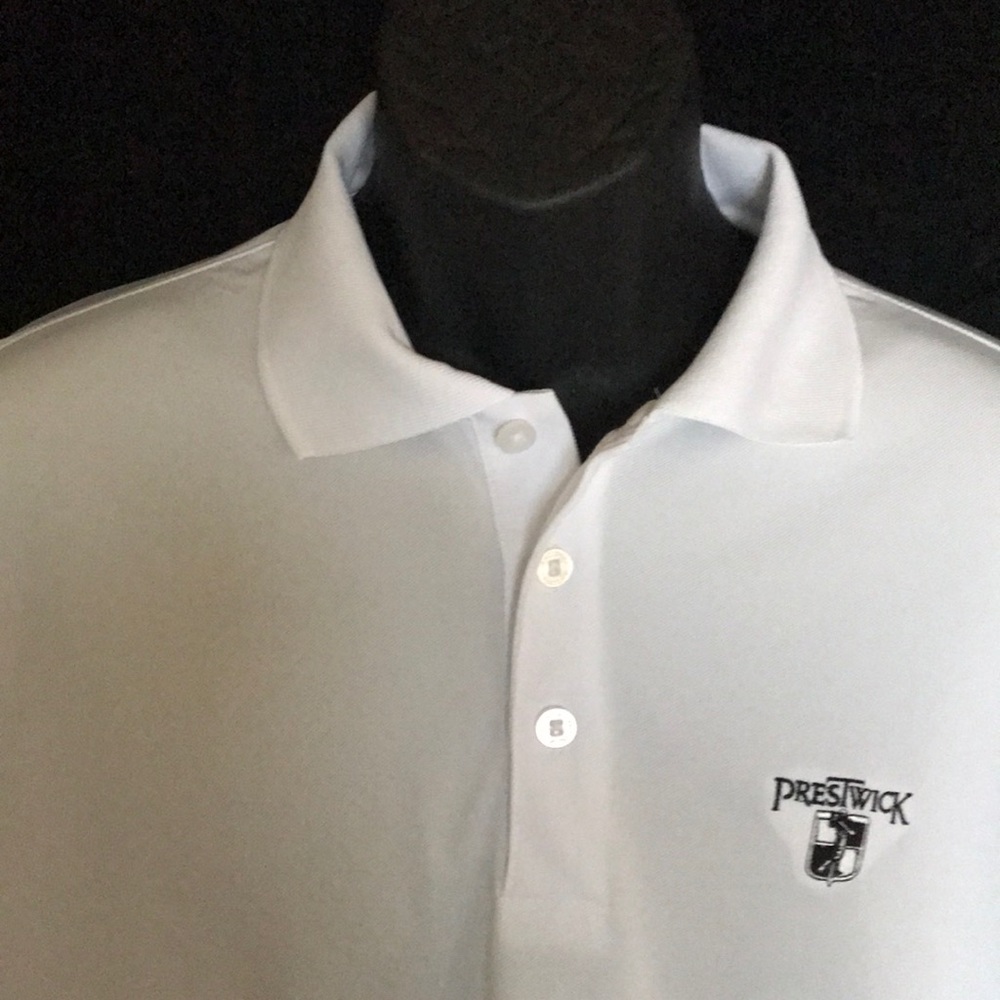 Bright white moisture wicking polo